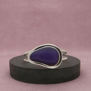 mexico sterling silver vintage purple howlite cuff bracelet size 6in